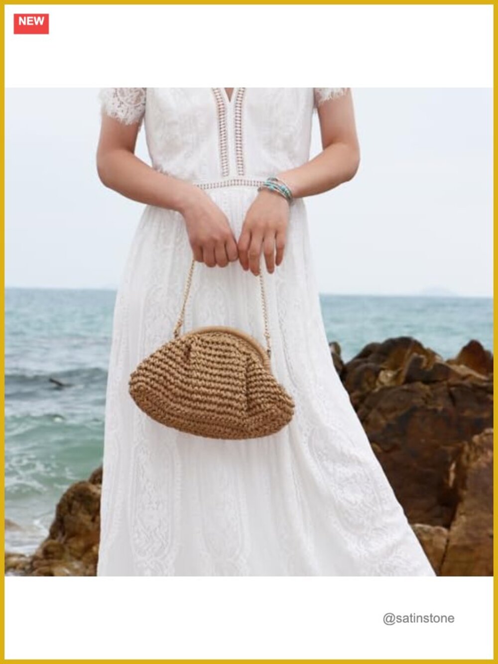 Dumpling Straw Clutch Purse Crossbody Shoulder Handbag Summer Beach Woven Bag - Picture 2 of 7